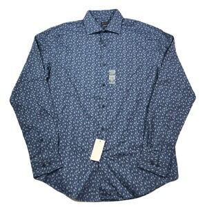 Van Heusen Dress Shirt Mens Medium 15-15.5 34-35 Night Blue Shield Regular NEW